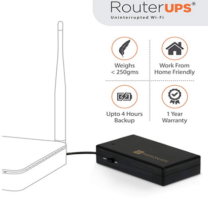 resonate router ups cru12v2 power backup for wi-fi router (black)